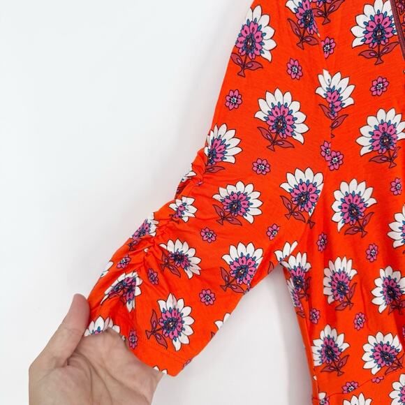 Boden Rebecca Jersey Midi Tea Dress In Passion Geo Orange Size 6R Party Shower - Picture 9 of 15